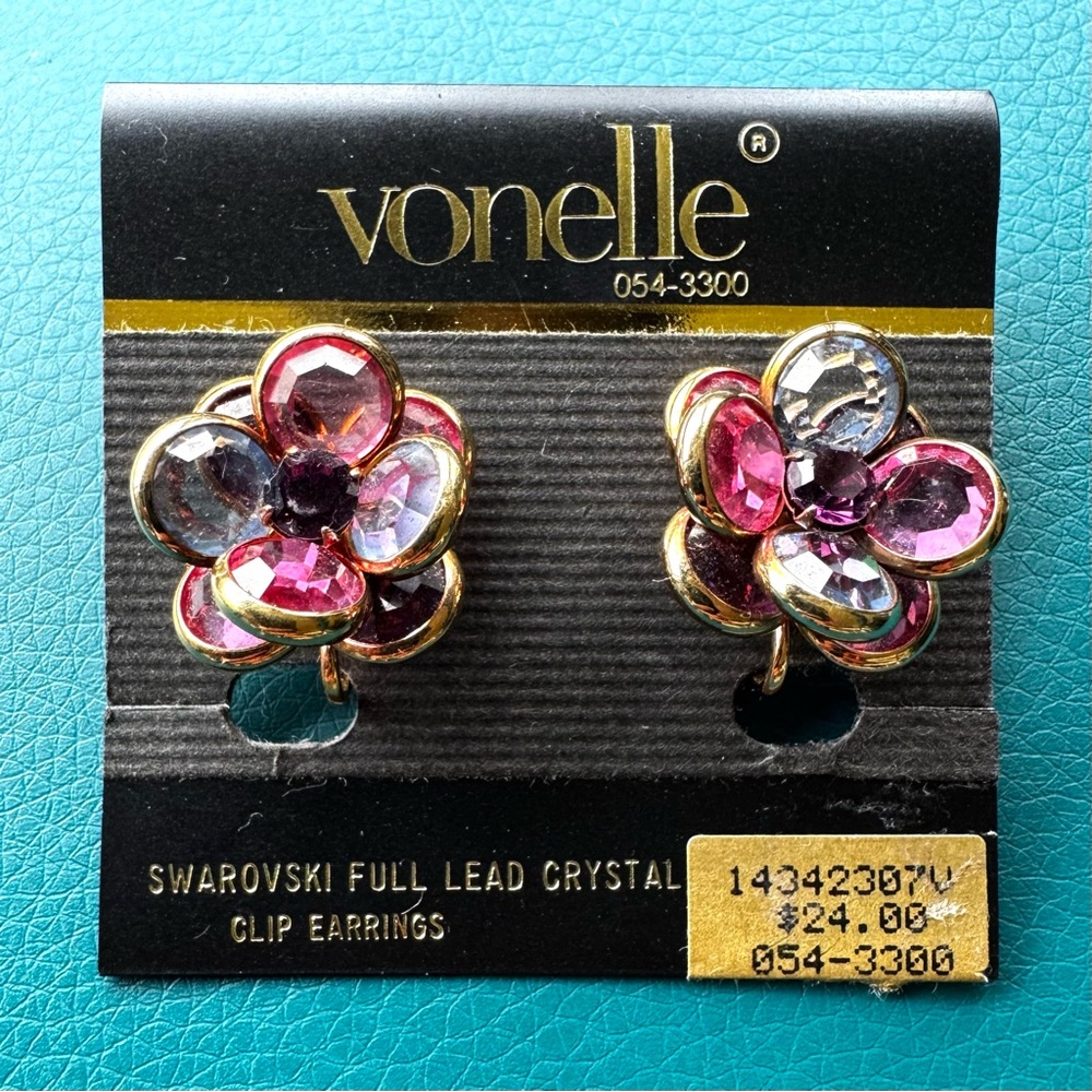 Vonelle Swarovski Crystal Pastel Flower Earrings